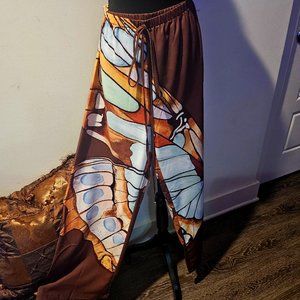 Brown butterfly palazzo pants